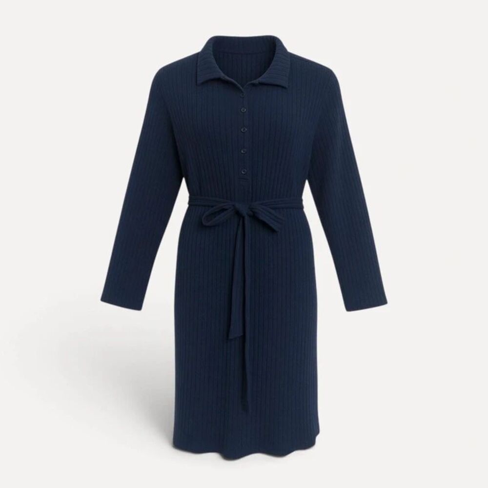 Old Navy Long Sleeve Ribbed Polo Dress Blue 3X